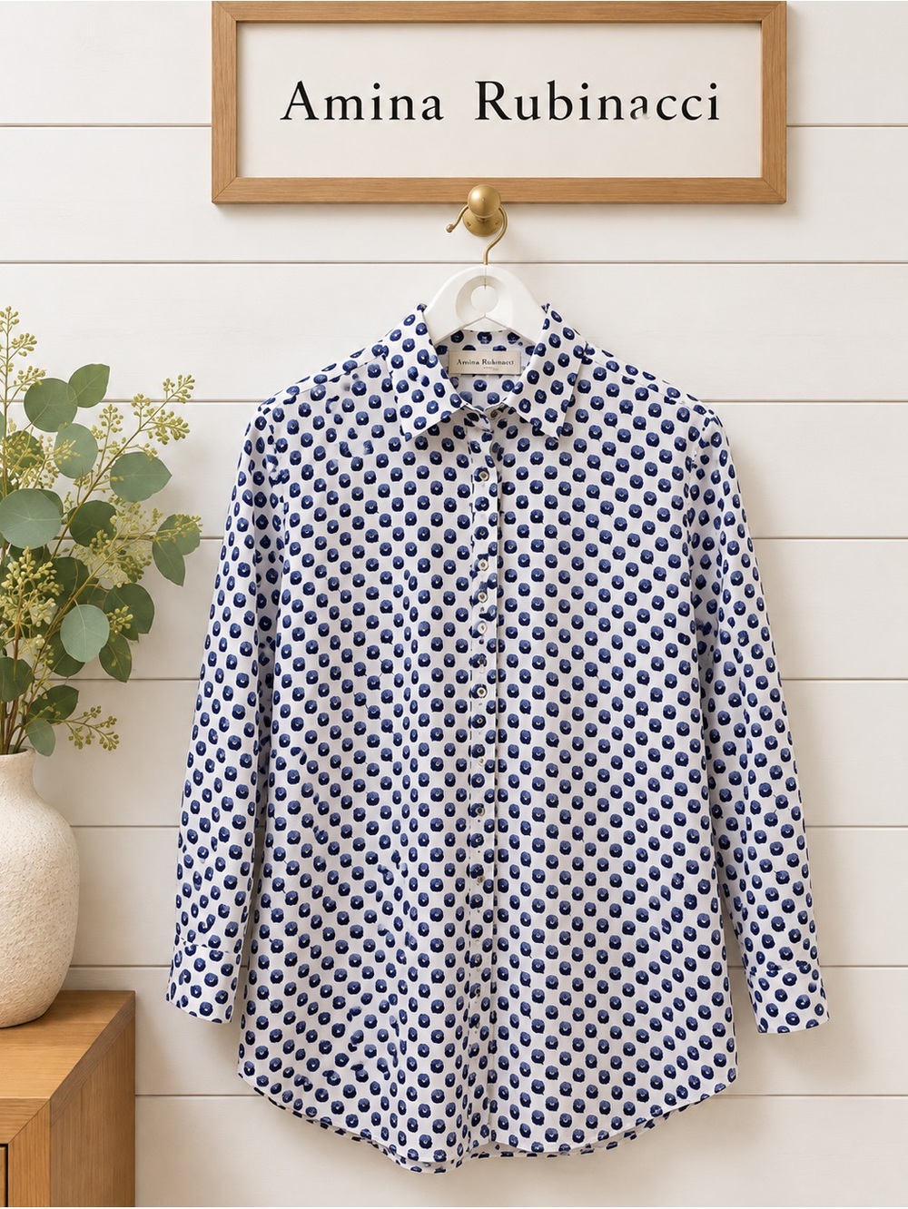 AMINA RUBINACCI Blue & White Print Shirt – Size 46 Italy /10